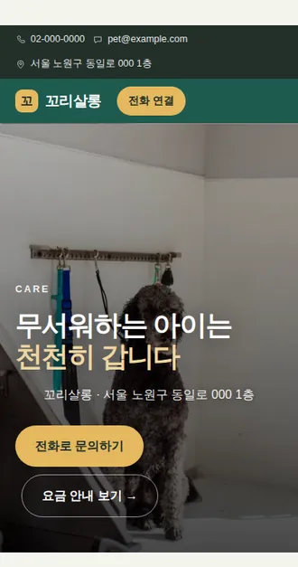 반려동물 02 — 모바일 화면 견본